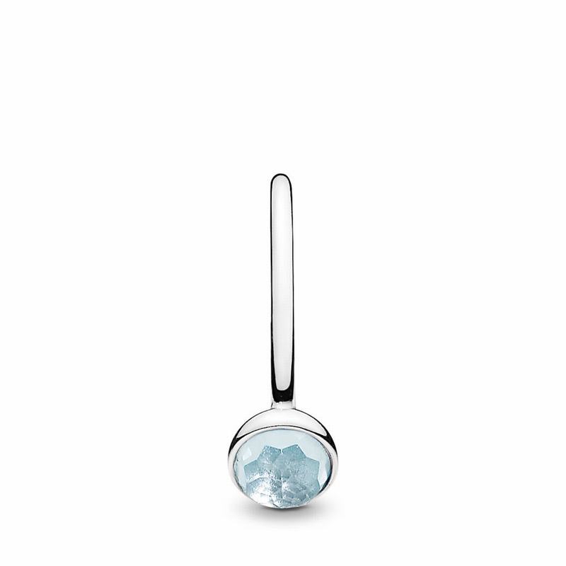 Pandora March Droplet Ring - Sterling Silver/Blue/Crystal - Canada | IB4383TC